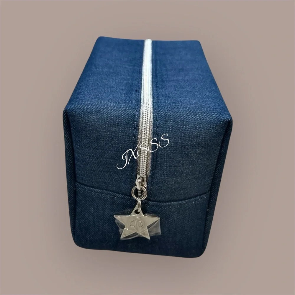 Reposh Dior Blue Denim Cosmetic Pouch with Star Charm